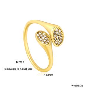 Stainless Steel Adjustable 18K PVD Gold Plated Finger <b>Rings</b> Simple Wedding Romantic Zircon Chunky <b>Open</b> <b>Rings</b> Jewelry for Women - Product Image 2