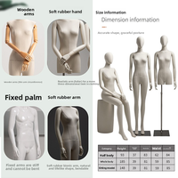 Mannequin Femme en Tissu de Lin avec Bras et Tête en Plastique Blanc, Modèle Beige Adulte Corps Entier/Buste pour Présentation de Vêtements