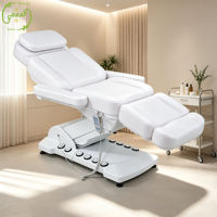 Lit de beauté chauffant électrique à 4 moteurs, fauteuil de traitement facial réglable, commande au pied, lit de massage électrique pour salon, spa, clinique