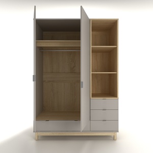 Armoire de rangement moderne à 3 portes en chêne Sonoma argenté pour chambre à coucher - Product Image 3