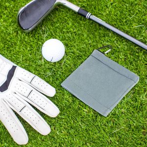 Toalla de microfibra cepillada para limpieza de pelotas de golf, de secado rápido, gris y azul, para deportes al aire libre - Product Image 4
