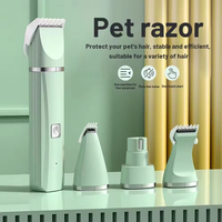 Kit de toilettage pour animaux de compagnie multifonctionnel automatique portable sans fil électrique 4-en-1, tondeuse à poils professionnelle rechargeable