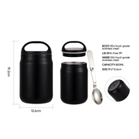 Boîte à lunch bento classique en acier inoxydable à double paroi de 800 ml, design japonais avec poignée portable pratique