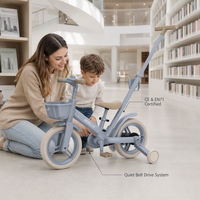 Bicicleta Multifuncional 5 en 1 para Bebés, Bicicleta de Equilibrio para Niños de 12 Pulgadas con Múltiples Modos, Bicicleta Ajustable para Niños Pequeños con Barra de Empuje para Padres