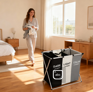 Panier à linge pliable en tissu Oxford grande capacité, bac de rangement pour vêtements sales, organisation domestique, design moderne pour salle de bain - Product Image 1