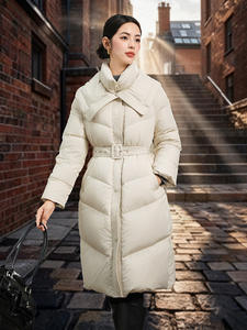 Blouson en duvet de canard blanc pour <span class=keywords><strong>femme</strong></span>, nouvelle collection 2025 - Design superposé tendance, <span class=keywords><strong>mi</strong></span>-long, haute capacité de gonflage - Product Image 3