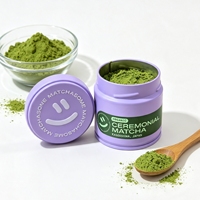 Boîte en métal bleue personnalisée de luxe 30-50g pour matcha avec couvercle gaufré, boîte portable pour thé, café, poudre protéinée, bougie