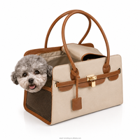 Sac de transport pour animaux de compagnie en cuir PU et maille, avec fermeture éclair, sac à main de luxe tendance pour petit chien, sac à dos – Vente en gros