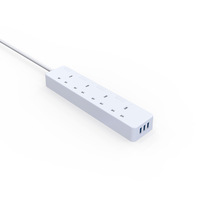 PUJIMAX 250V 16A Extension de commutateur de commande unique prise britannique multi-prises 4 prises BS parasurtenseur multiprise avec 3 USB