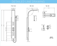 Panneau de douche mural en acier inoxydable 304 avec noyau de valve en céramique noire, raccord sanitaire et jets de massage pour usage hôtelier