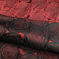 Tissu Jacquard Brocart à Motifs Floraux en Gros de l'Usine Chinoise, Tissu Textile à Fleurs de Rose Rouge pour Robe JSN-741
