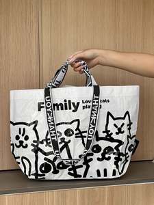 Large Capacity Custom ECO Tote Reusable Shopping <b>Bags</b> Foldable and Washable PP <b>Woven</b> Grocery <b>Bag</b> - Product Image 4