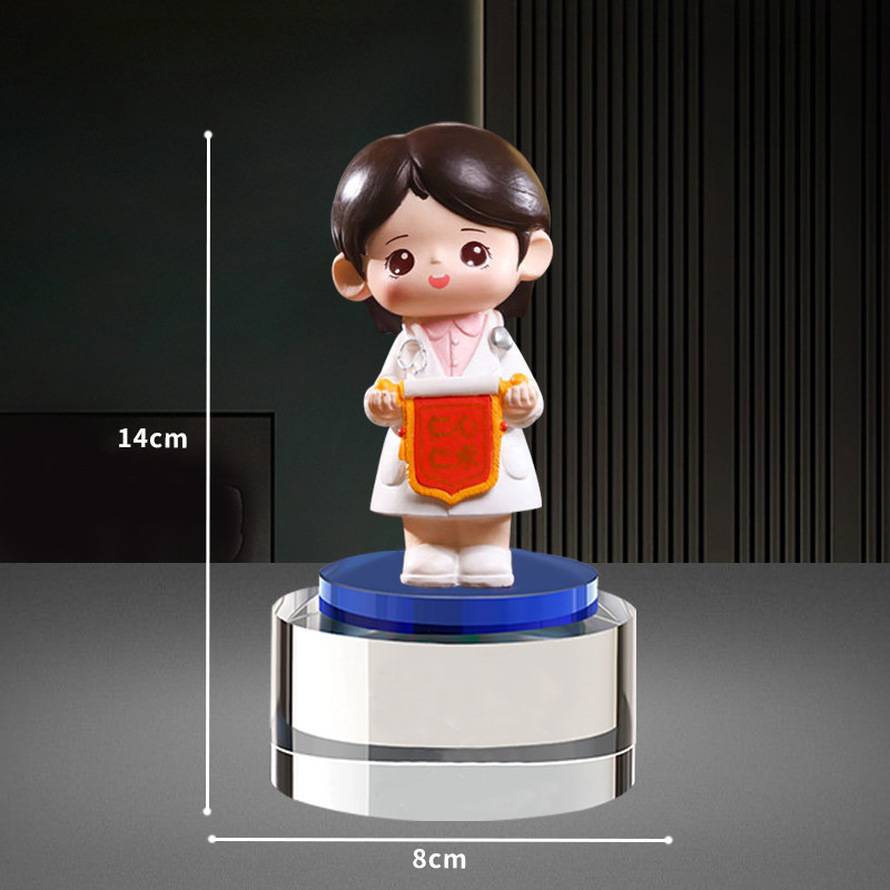 Base redonda de cristal + figura de doctora.