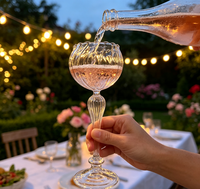 Verre à cocktail transparent en borosilicate à pied haut et bord ondulé pour mariage, bar, fête, vaisselle de table