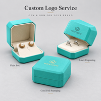 Étui à bijoux octogonal élégant en cuir PU et velours de qualité supérieure pour un cadeau de la Saint-Valentin, emballage assorti pour occasions spéciales