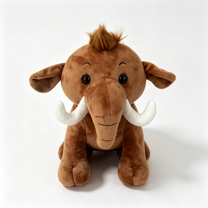 Mamouth en peluche marron personnalisé avec des dents blanches, adorable mamouth en peluche assis, mamouth en peluche doux aux grands yeux - Product Image 4