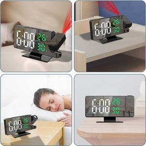 Réveil <span class=keywords><strong>projecteur</strong></span> pour chambre à coucher avec port de charge USB, affichage de la température et de l'humidité - Product Image 3