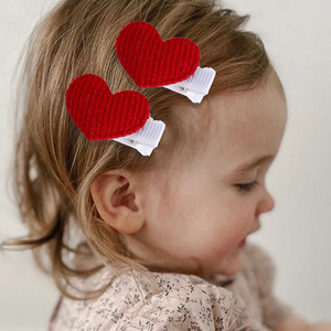 CN8Pcsベルベット生地ミニハートヘアボウソリッドマルチカラーハートデザインヘアクリップ幼児の女の子 - Product Image 5
