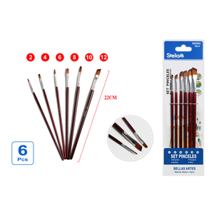 Set di pennelli per artisti in 10 pezzi con maniglie marrone trasparente nero e blu per capelli in legno e Nylon per pittura ad olio ad acquerello - Product Image 1