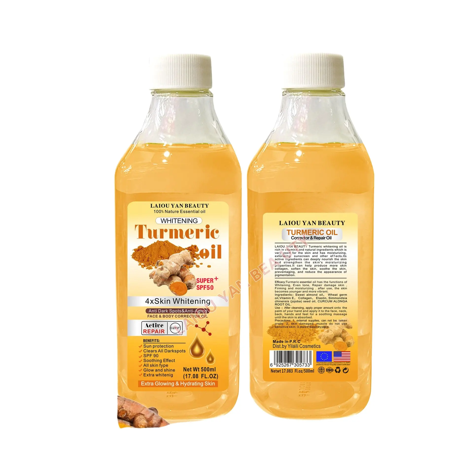 500ml Massage Oil Turmeric Extract Body Massage Body Moisturizer Back Scraping Ginger Oil Tui Na Essential Oil