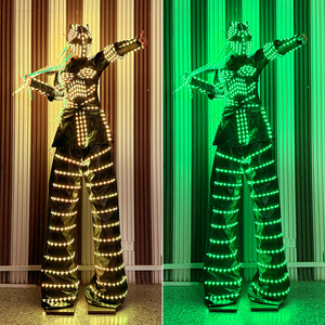 Costume de performance de vêtements au néon LED pour femmes costumes de <span class=keywords><strong>robot</strong></span> de danseuse avec casque pour spectacle de salle de bal - Product Image 4