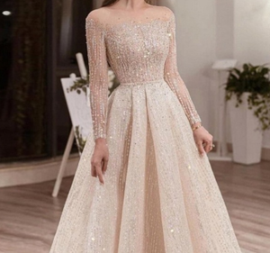 2025 A-line Evening Dresses được thiết kế với dài tay áo bóng sang trọng sequined prom Dresses cho engagement - Product Image 3