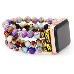Bracelet perlé pour Apple Watch, bracelet élastique en pierre naturelle, bijoux de mode pour Apple Watch - Product Image 4