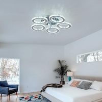 Lustre moderne minimaliste à cinq anneaux en cristal K9 rond pour salon