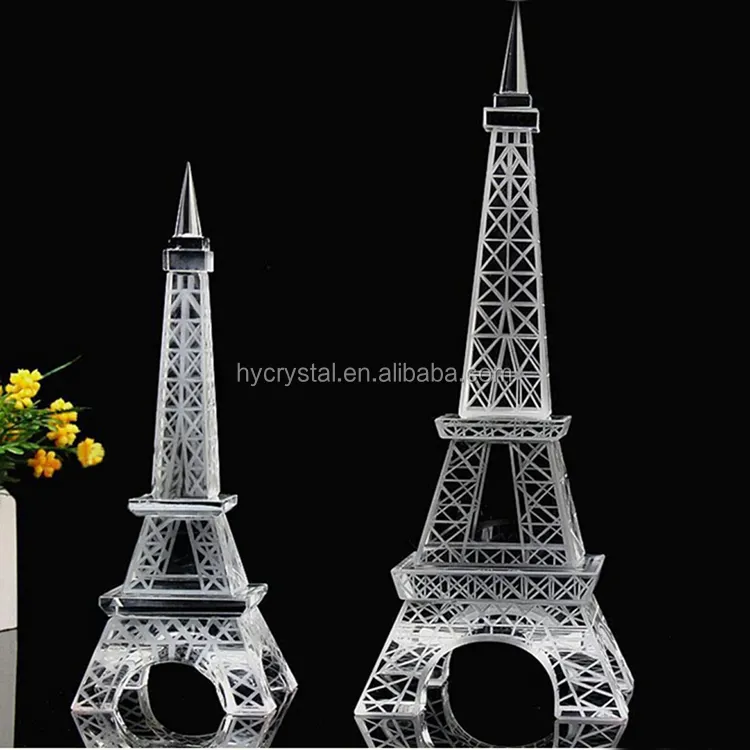 LED light Hot seller wedding crystal glass eiffel tower statues birthday gifts.