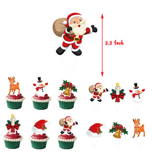 DAMAI Merry Christmas Party Decorations Banner Cake Toppers Santa Claus Balloons Bell Cupcake Toppers for Christmas - Product Image 3