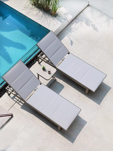 Sillón de Exterior Creativo Tipo <span class=keywords><strong>Cama</strong></span> para Hotel, Villa, Patio, Piscina, Jardín, <span class=keywords><strong>Chaise</strong></span> <span class=keywords><strong>Longue</strong></span> Impermeable y Resistente al Sol, Silla de Playa de Metal - Product Image 4