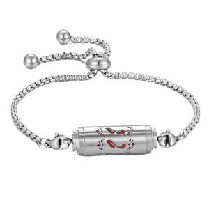 Bracelet chaîne à maillons en acier inoxydable vintage, motif cylindrique ondulé, diffuseur d'huiles essentielles - Product Image 2