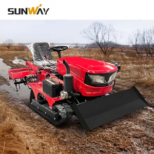 Rubber Tracked Mini Tiller Plowing Machines Small Farm Tractor Garden Farm Cultivator with Plough