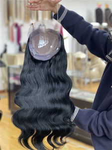 SHY Virgin European Human Hair Mini Peluca Topper Base grande para encaje Body Wave 130% Densidad Color natural personalizable - Product Image 3