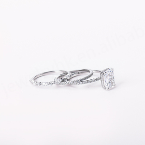 IGI for Certified Rhodium Plated S925 Sterling <b>Silver</b> Classic Super Sparkling Ice Flower Cut Lab Diamond Wedding Party <b>Ring</b> <b>Set</b> - Product Image 3