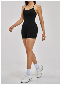 Mono deportivo personalizado de una pieza sin espalda, enterizo deportivo al por mayor, mono corto de yoga para mujer - Product Image 6