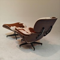 Fauteuil inclinable de loisirs en cuir de vache véritable, avec dossier en placage de bois courbé et structure en alliage d'aluminium