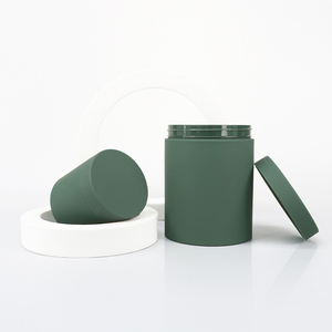 Nouvelle arrivée 2026, bouteille de bonbons et de noix en plastique PET de haute qualité, 600 ml, ronde, droite, mate, verte, à large ouverture, avec bouchons à vis - Product Image 6