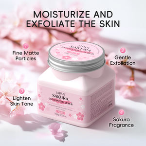 LAIKOU Sakura, крем для глазури, органический скраб для тела из вишни, отшелушивающие сенсорные гранулы, отбеливание, Прямая продажа с завода - Product Image 5