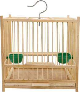 Papağan kafes 1 takım 8.06x8.06x8.06 inç bambu kuş kafesi: küçük papağan kafes asılı kanca ve tepsi ile Retro için - Product Image 6