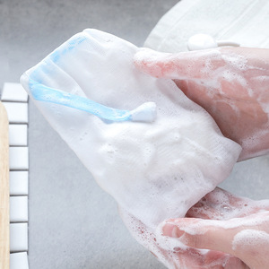 Double Layer Foaming <b>Net</b> For Face Wash Soap <b>Bag</b> With Drawstring White Color Facial Scrub Tool - Product Image 1