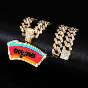 Colgante con incrustaciones de diamantes de aleación para hombre, cadena cubana de hip-hop, joyería de moda SAN <span class=keywords><strong>Antonio</strong></span> Spurs - Product Image 2