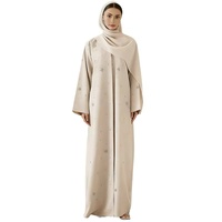 Lignes Custom Elegante Bescheiden Moslim Jurk met Strass voor Vrouwen, V-hals, Maxi Lengte, Lange Mouwen, Anti-kreuk & Ademend Materiaal