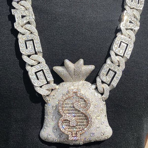 Vvs Moissaniteダイヤモンドカスタムホップ925スターリングファインシルバージュエリーペンダントペンダント & チャーム卸売 - Product Image 1