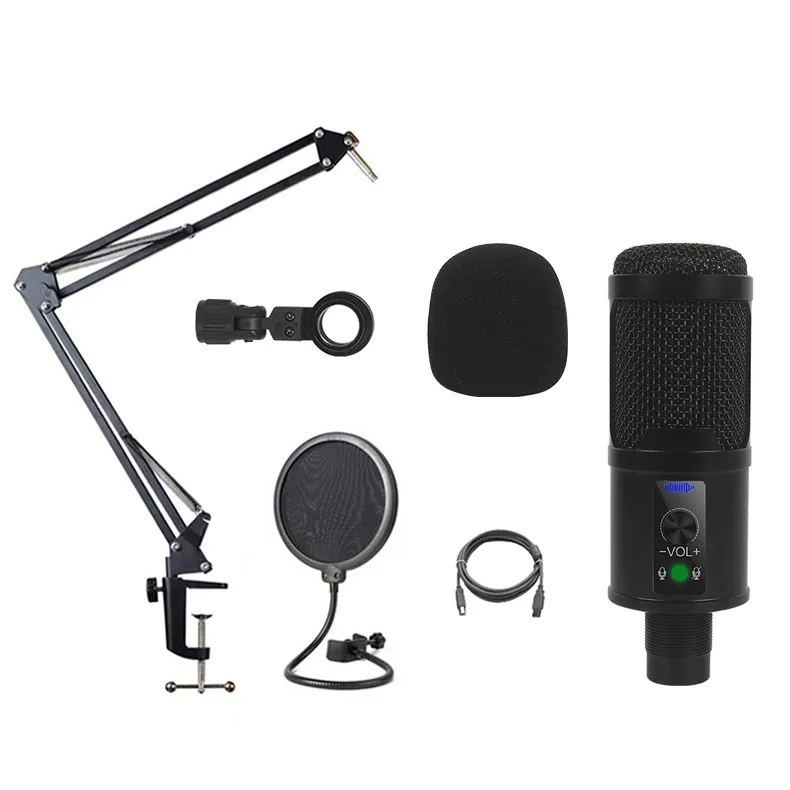 Studio Microphone Condenser USB Microfone with Microphone Gain for Recording Broadcasting