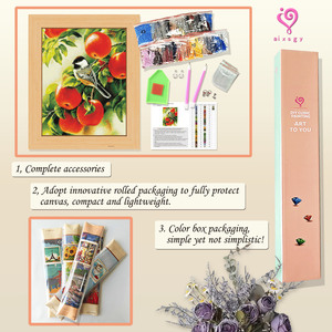 Kit de peinture diamantée Oiseau sur arbre à pommes, perceuse ronde, encadré, art mural DIY, thème animal classique, décoration rectangulaire - Product Image 3