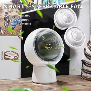 Smart 5-speed Rechargeable Portable Table <b>Fan</b> <b>with</b> English <b>Remote</b> Control for Desktop Office and Home Use - Product Image 4