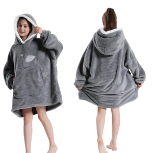 Meilleure vente : Robe de nuit d'hiver en velours pour femme, double face, confortable, à capuche motif dessin animé, manches longues, taille élastique, pour les soirées paresseuses devant la télévision - Product Image 5