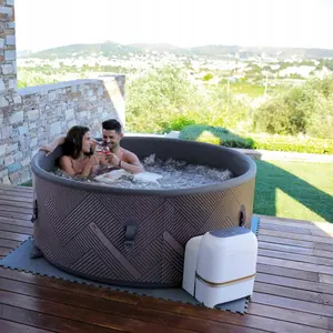 grey hot tub Suppliers-Inflatable 4 Person Spa Adults Children Family Party Hot Tub for Home Outdoor Round Pool