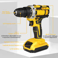 Outils Agent d'achat Perceuse sans fil à batterie au lithium à deux vitesses Multifonctionnelle Rechargeable (Usage domestique et industriel)